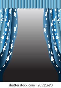 simple blue curtain with stars