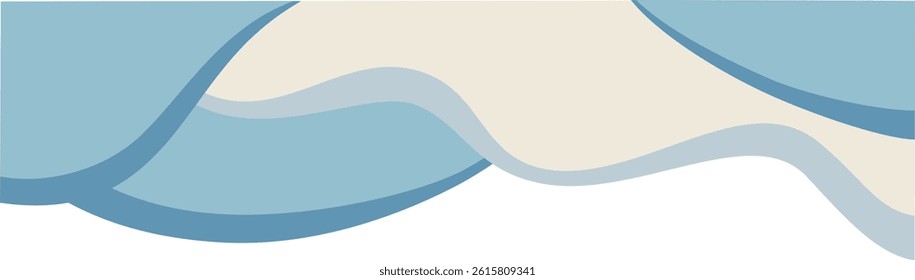 Simple Blue Curve and Wave Shapes. Decorative Element of Header and Corner Border Frame.