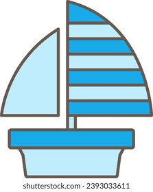 simple blue cute illustration of yacht