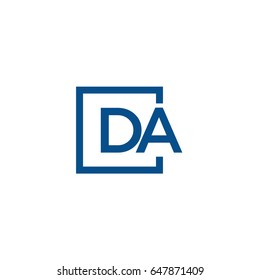 Simple Blue DA initial Logo designs template