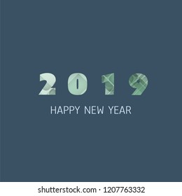 Simple Blue, Dark Grey and Green New Year Card, Cover or Background Design Template - 2019