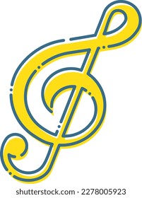 Simple blue dashed line and yellow treble clef illustration
