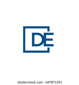 Simple Blue DE initial Logo designs template