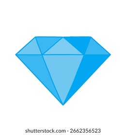 Einfache blaue Diamant-Vektorgrafik. Cartoon Style Blue Diamond Symbol
