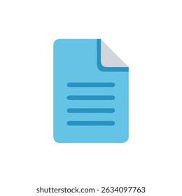 Simple blue document icon with text lines graphic representation