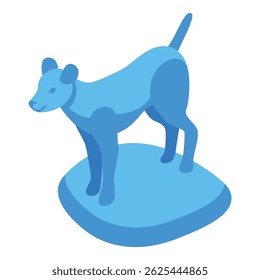 Simple blue dog figurine standing on a matching pedestal, minimalist art object