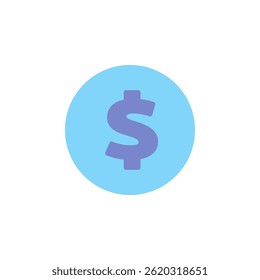 Ícone de dólar azul simples que representa as transações financeiras e monetárias para os temas de marketing on-line e finanças digitais