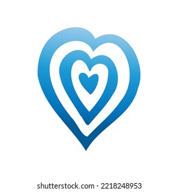 Simple blue doodle heart. Isolated design element for valentine's day, wedding, romance