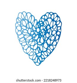 Sencillo corazón de doodle azul. Elemento de diseño aislado para el día de San Valentín, boda, romance