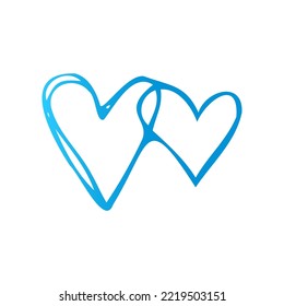 Simple blue doodle heart. Isolated design element for valentine's day, wedding, romance