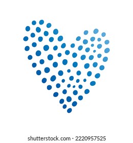 Simple blue doodle heart. Isolated design element for valentine's day, wedding, romance