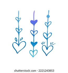 Sencillo corazón de doodle azul. Elemento de diseño aislado para el día de San Valentín, boda, romance