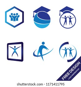 simple blue education logo design template