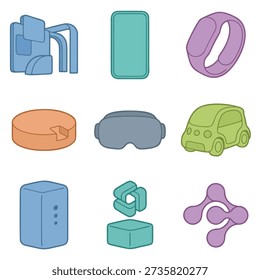 Simple blue electronic device icon or server tower illustration with rounded edges and dots