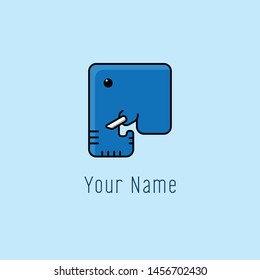 Simple Blue elephant Logo Concept