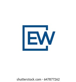 Simple Blue EW initial Logo designs template