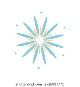 Simple blue firework on a white background. Vector hand drawn illustration for your projects.