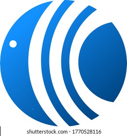 Simple blue fish cyrcle white background