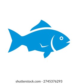 A simple blue fish icon illustration with clean lines and minimal details