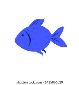 simple blue fish isolated on white background