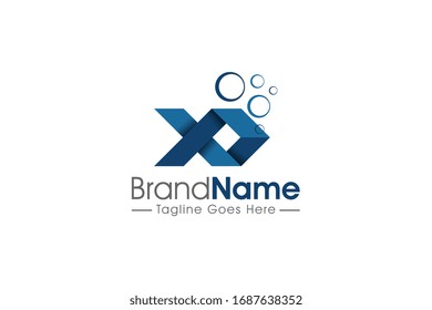 simple blue fish logo concept