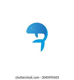 Simple Blue Fish Vector Logo