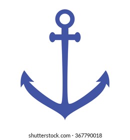 Simple blue flat anchor icon on transparent background, vector illustration