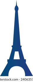 Simple blue flat drawing of the French historical landmark monument of the EIFFEL TOWER, PARIS