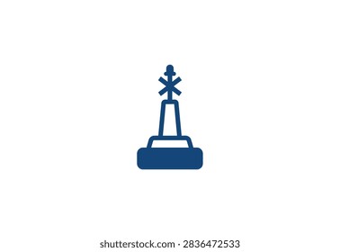 A simple blue flat vector icon representing a maritime navigation buoy used for sea safety and channel marking