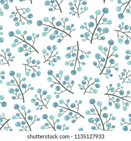 Simple blue floral seamless pattern. Vector illustration