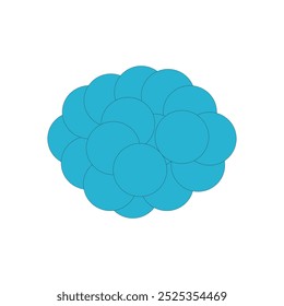 Simple blue flower icon isolated on white background. Floral design element. Clouds icon. Illustration of blue clouds, overcast clouds, weather signs that it will rain