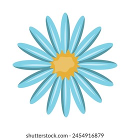 Simple blue flower vector illustration, cartoon flower icon in flat design style
