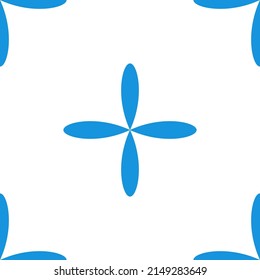 Simple blue flowers, petals seamless, repeatable pattern, background. Nature, ecology, botanic and gardening concept backdrop. Flower silhouettes, symbols and motifs repetitive texture