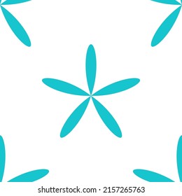 Simple blue flowers, petals seamless, repeatable pattern, background. Nature, ecology, botanic and gardening concept backdrop. Flower silhouettes, symbols and motifs repetitive texture