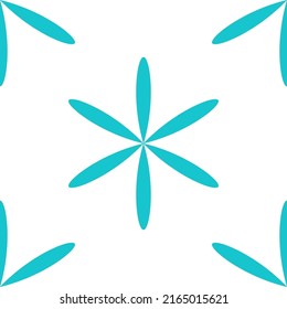 Simple blue flowers, petals seamless, repeatable pattern, background. Nature, ecology, botanic and gardening concept backdrop. Flower silhouettes, symbols and motifs repetitive texture