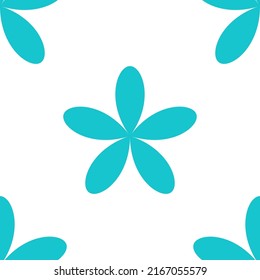 Simple blue flowers, petals seamless, repeatable pattern, background. Nature, ecology, botanic and gardening concept backdrop. Flower silhouettes, symbols and motifs repetitive texture