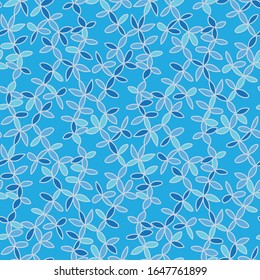 simple blue flowers seamless vector doodle pattern