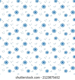 Simple blue flowers vector seamless pattern