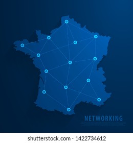 Simple blue France map technology background, vector, illustration, eps 10 file