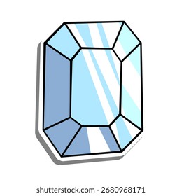Ilustración de piedra preciosa azul simple en estilo de dibujos animados. Diseño de cristal facetado brillante perfecto para temas de joyería, proyectos decorativos, arte digital, iconos, pegatinas y recursos gráficos. 