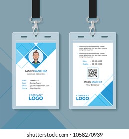 Simple Blue Geometric ID Card Design Template