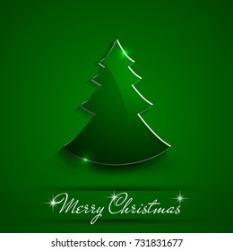 Simple blue and glossy Christmas tree isolated on background
