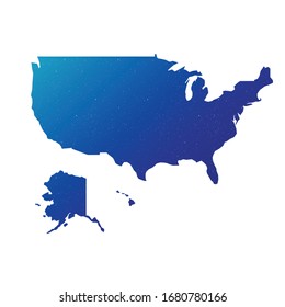 Simple blue gradient map of the usa. Stock Vector illustration isolated on white background.