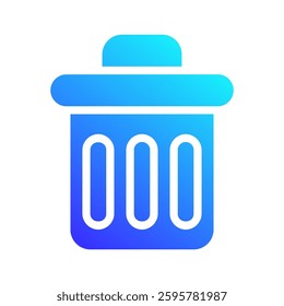 Simple Blue Gradient Trash Can Vector Illustration