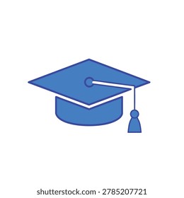 A simple blue graduation cap with a tassel, representing academic success and learning.