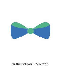 Einfache blaue und grüne Fliege Symbol. Bow Krawatte Design mit blauen und grünen Farben. Minimalistische Fliege Illustration. Perfekt für Mode oder formale Tragethemen. Illustration Design Element Vektor.