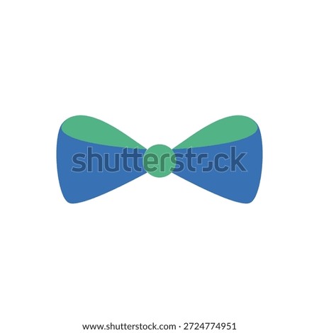Simple blue and green bow tie icon. Bow tie design with blue and green colors. Minimalist bow tie illustration. Perfect for fashion or formal wear themes. Illustration deign element vector.