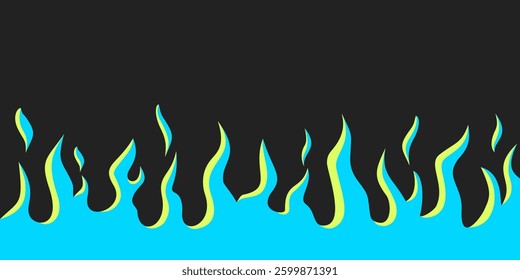 Simple blue and green fire background shapes.