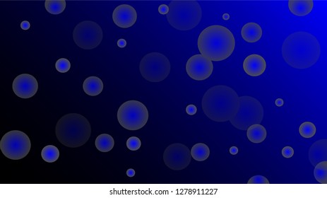Simple blue, grey and black gradient vector background with dots/ bubbles randomly placed all over 