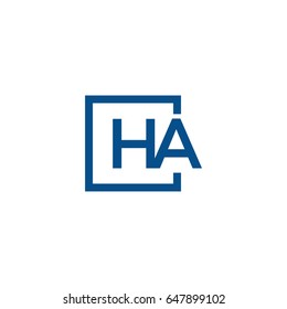 Simple Blue HA initial Logo designs template